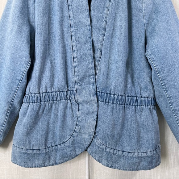 J.Jill Pure Jill Indigo Curved Hem Cotton Denim Jacket Coat Size LP - Picture 4 of 16